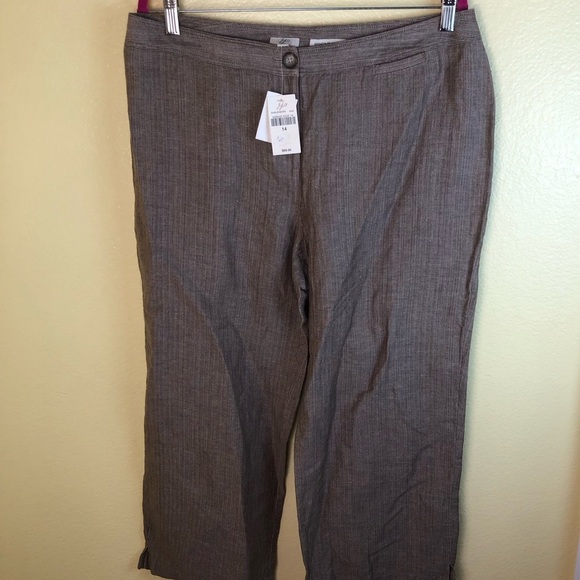 J.Jill Genuine Fit Below Waist Linen Blend Crop pants size 14 - Picture 2 of 7